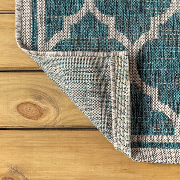 Trebol Moroccan Trellis Textured Weave Indoor/outdoor Round Rug